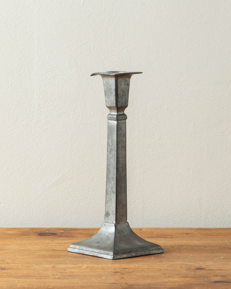 Squared Base Pewter Taper Holder