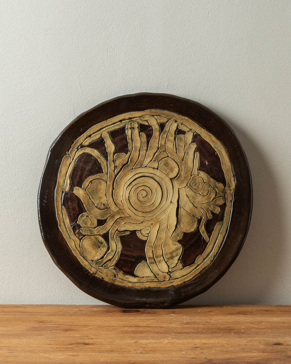 Coiled Ceramic Art Platter, 1986, Signed