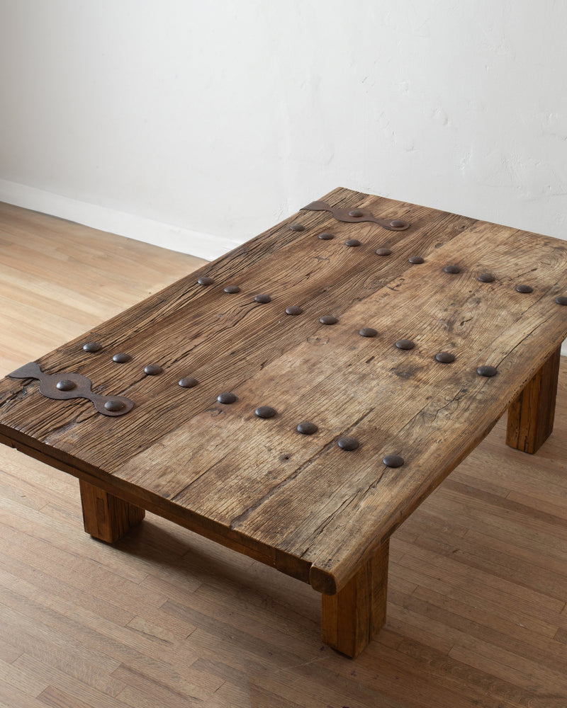 Studded Spanish Wood & Iron Coffee Table