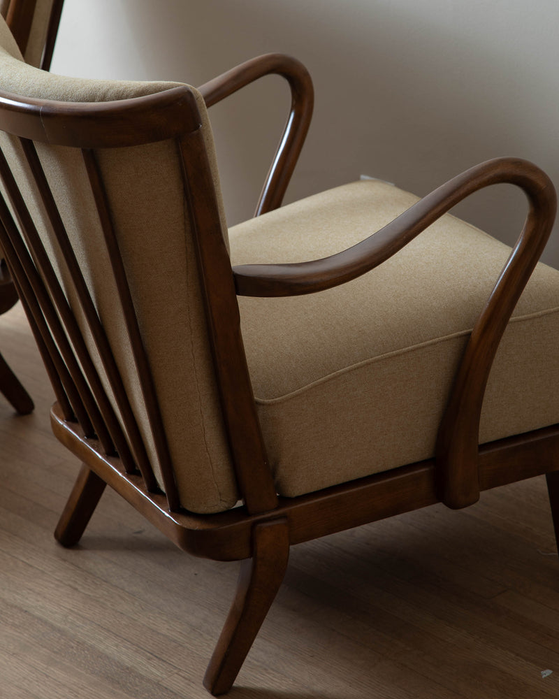 Pair of 1940's Spindle Back Easy Chairs by Alfred Christensen