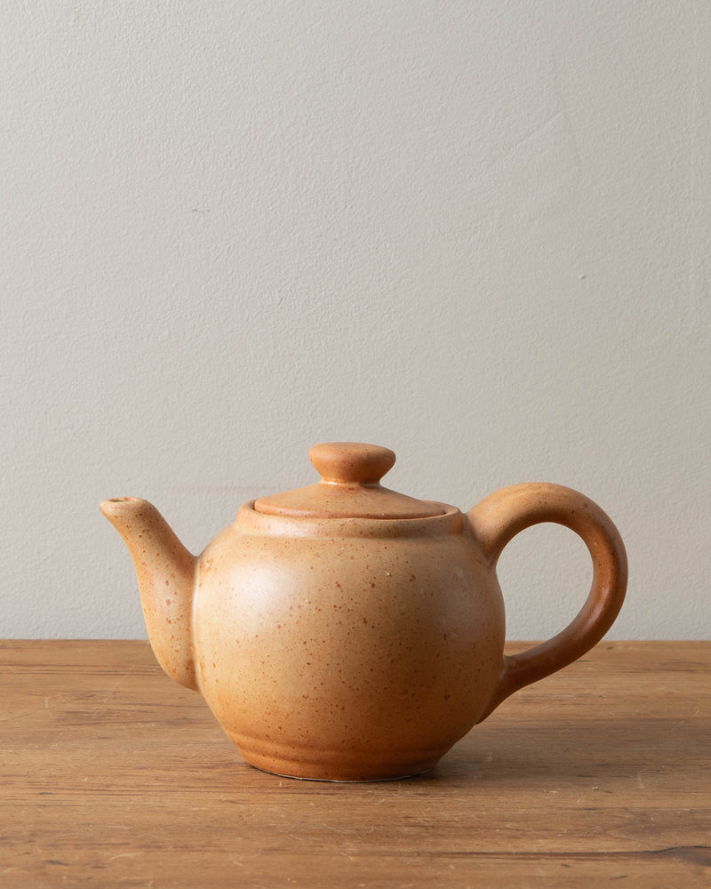 French Orange Speckled Stoneware Teapot, 1960's