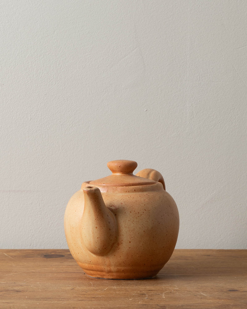 French Orange Speckled Stoneware Teapot, 1960's