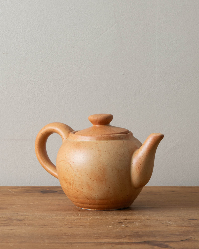 French Orange Speckled Stoneware Teapot, 1960's