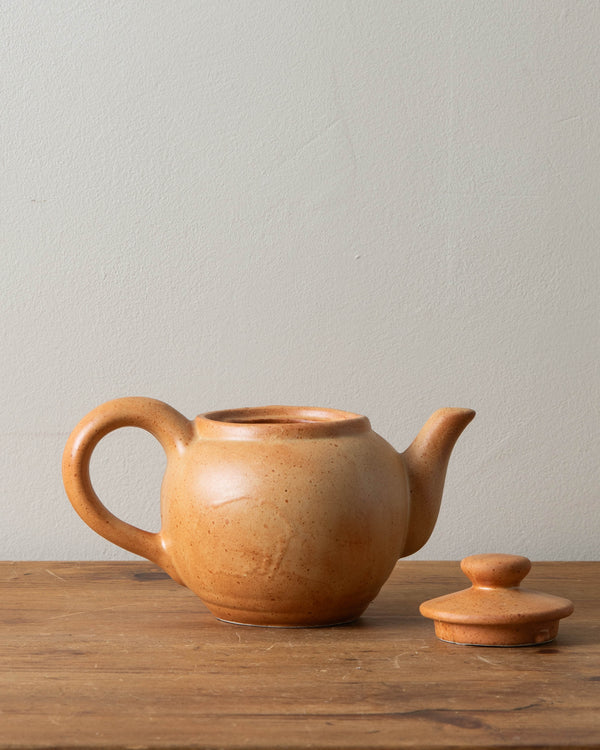 French Orange Speckled Stoneware Teapot, 1960's