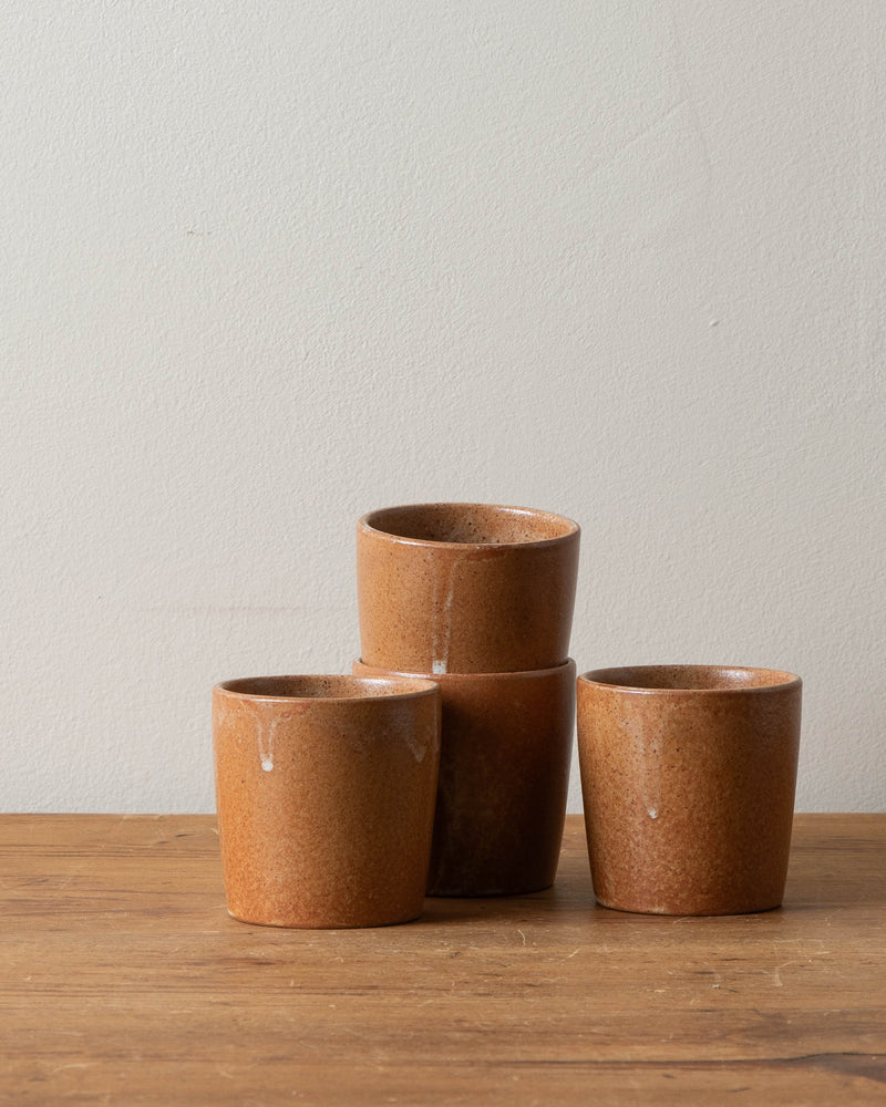 French Orange Speckled Stoneware Tumblers (set of 6)