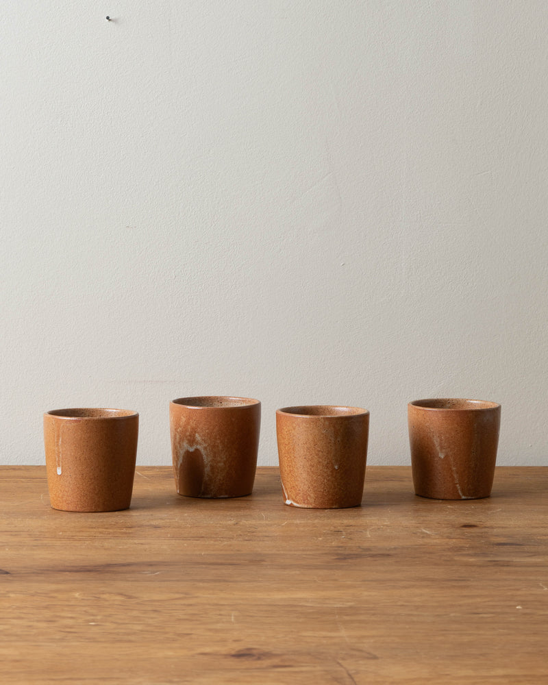 French Orange Speckled Stoneware Tumblers (set of 6)