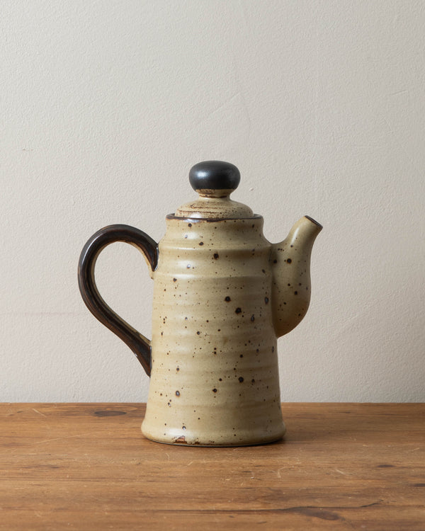 French Speckled Cream Stoneware Teapot, 1970's