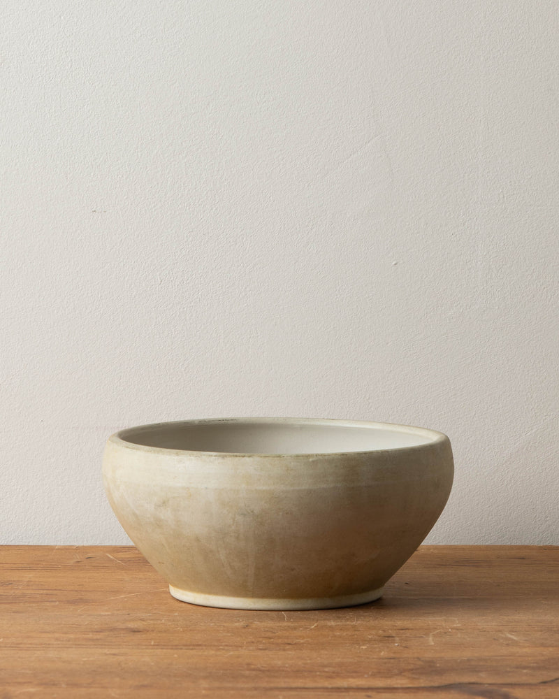 French Cream Stoneware Bowl w/ Glazed Interior