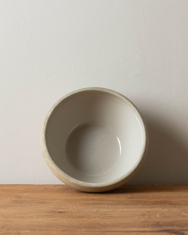 French Cream Stoneware Bowl w/ Glazed Interior