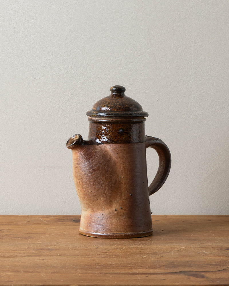 French Digan Brown Glazed Teapot w/ Rounded Spout