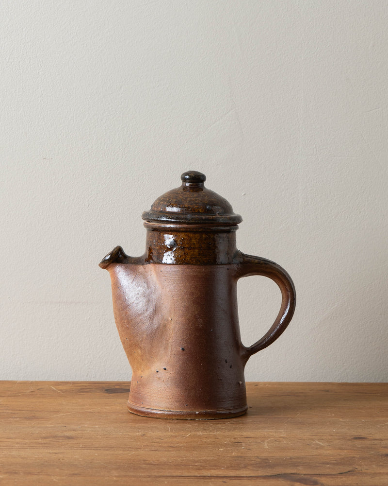 French Digan Brown Glazed Teapot w/ Rounded Spout