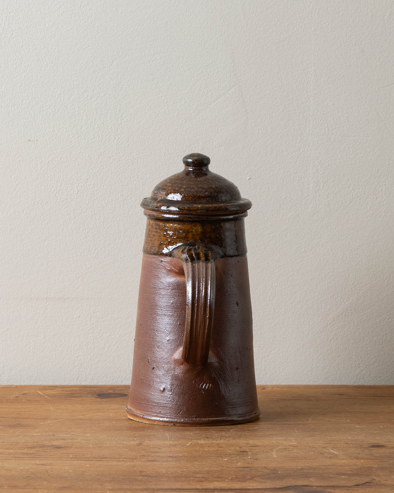 French Digan Brown Glazed Teapot w/ Rounded Spout