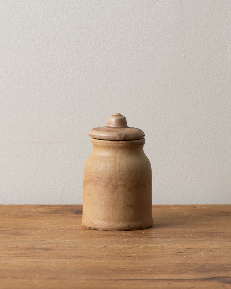 French Matte Brown Stoneware Canister