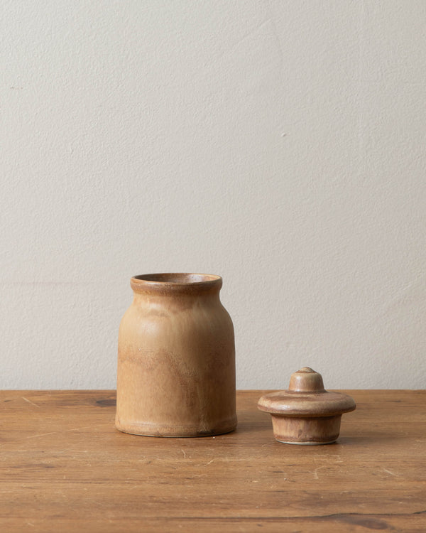 French Matte Brown Stoneware Canister