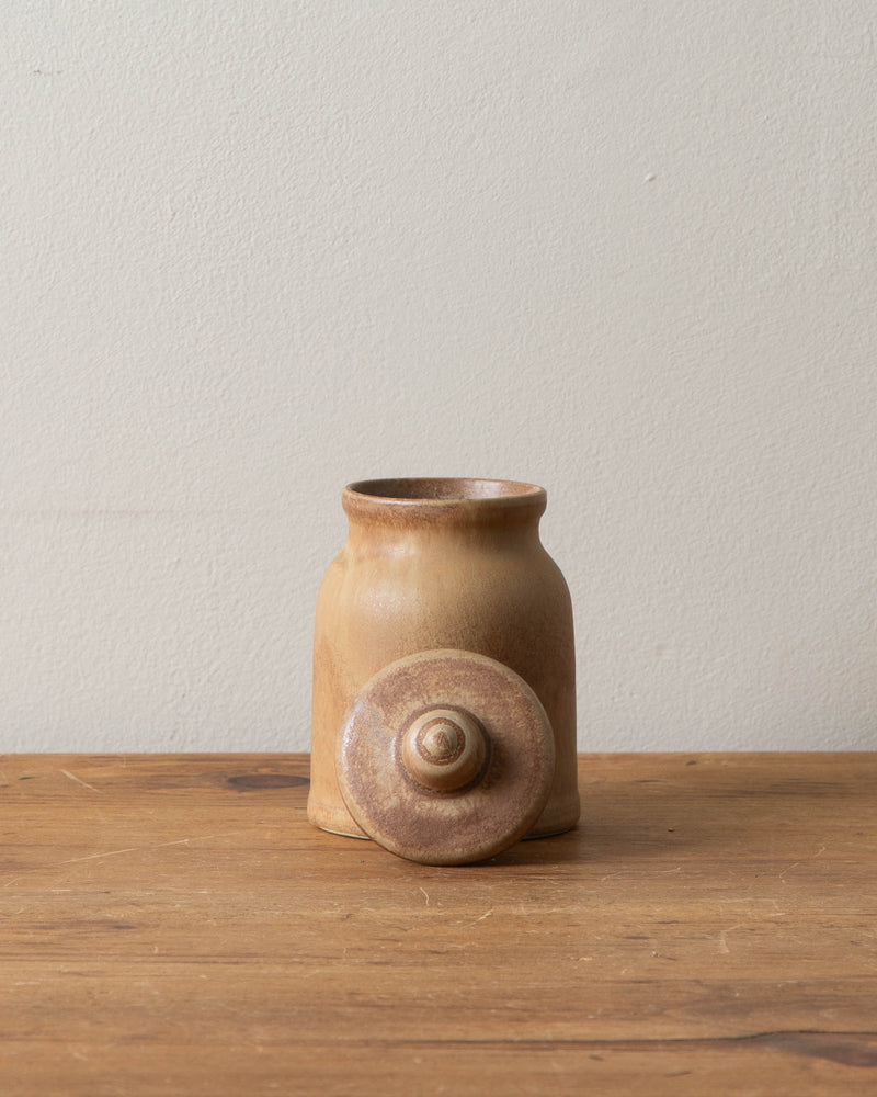 French Matte Brown Stoneware Canister