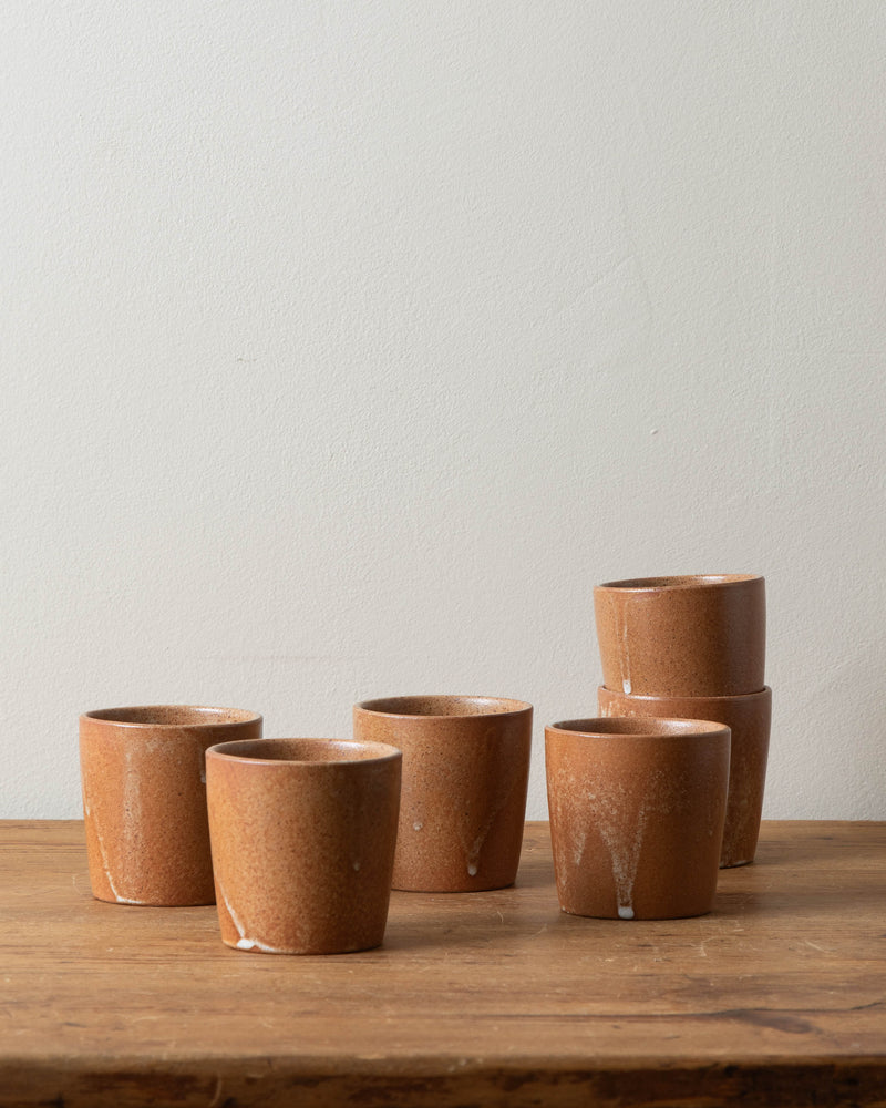 French Orange Speckled Stoneware Tumblers (set of 6)