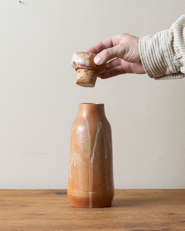 French Stoneware Carafe w/ Corked Lit