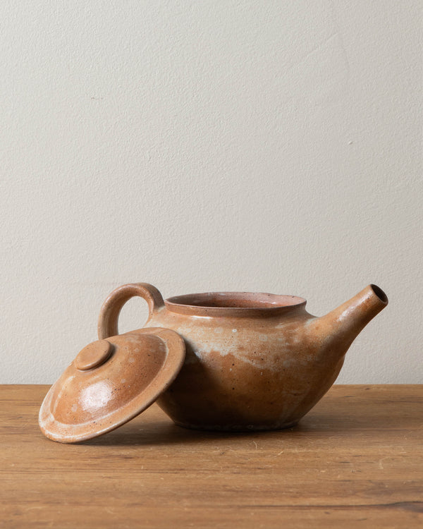 French Speckled Wide Mouth Stoneware Teapot, 1970's