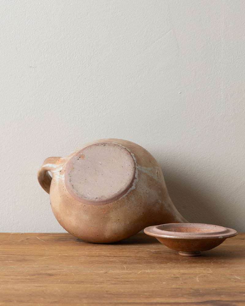 French Speckled Wide Mouth Stoneware Teapot, 1970's