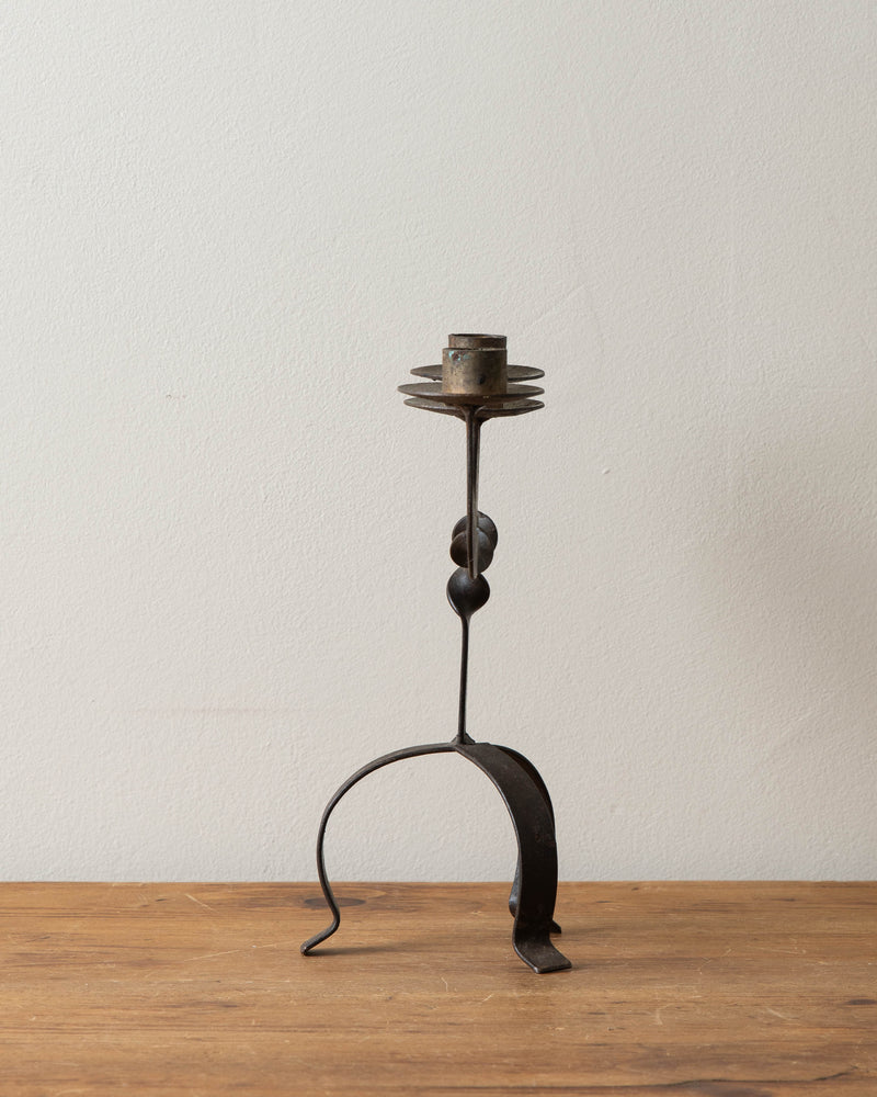 Primitive Twisted Iron 3 Candle Taper Holder