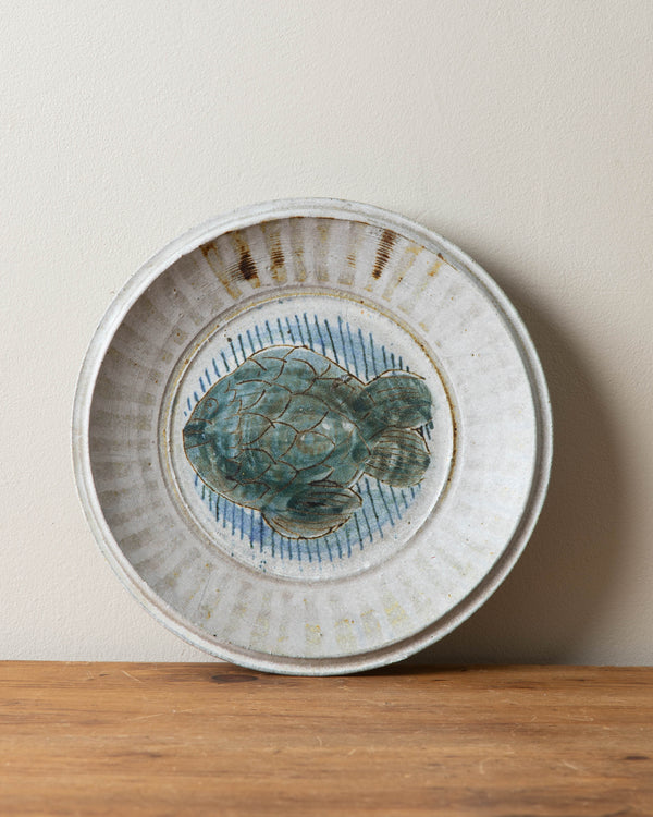 Stoneware Plate w/ Fish Design