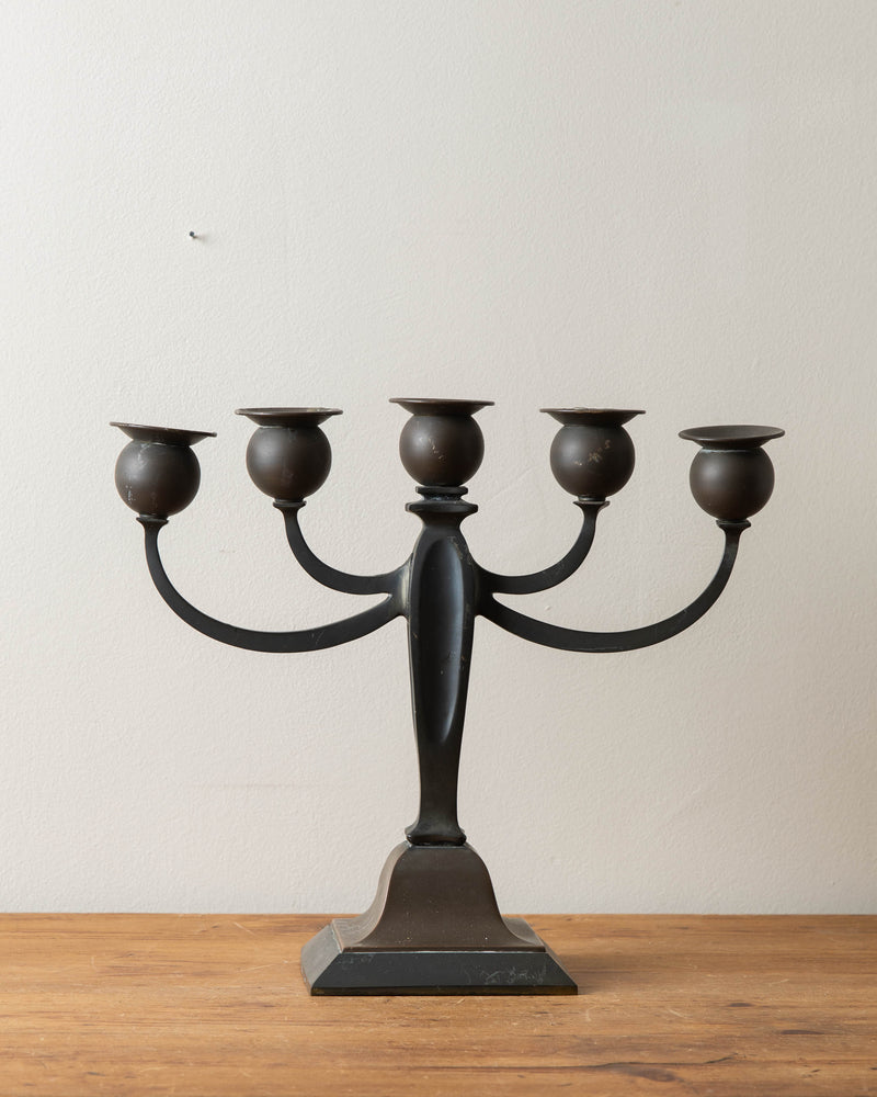 Bronze & Iron Art Nouveau Candelabra