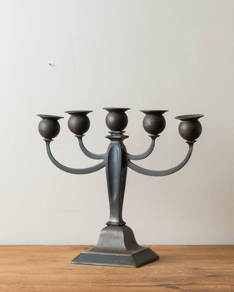 Bronze & Iron Art Nouveau Candelabra