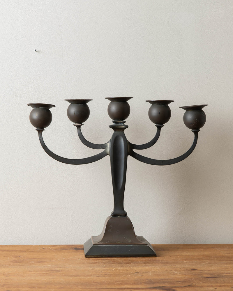 Bronze & Iron Art Nouveau Candelabra