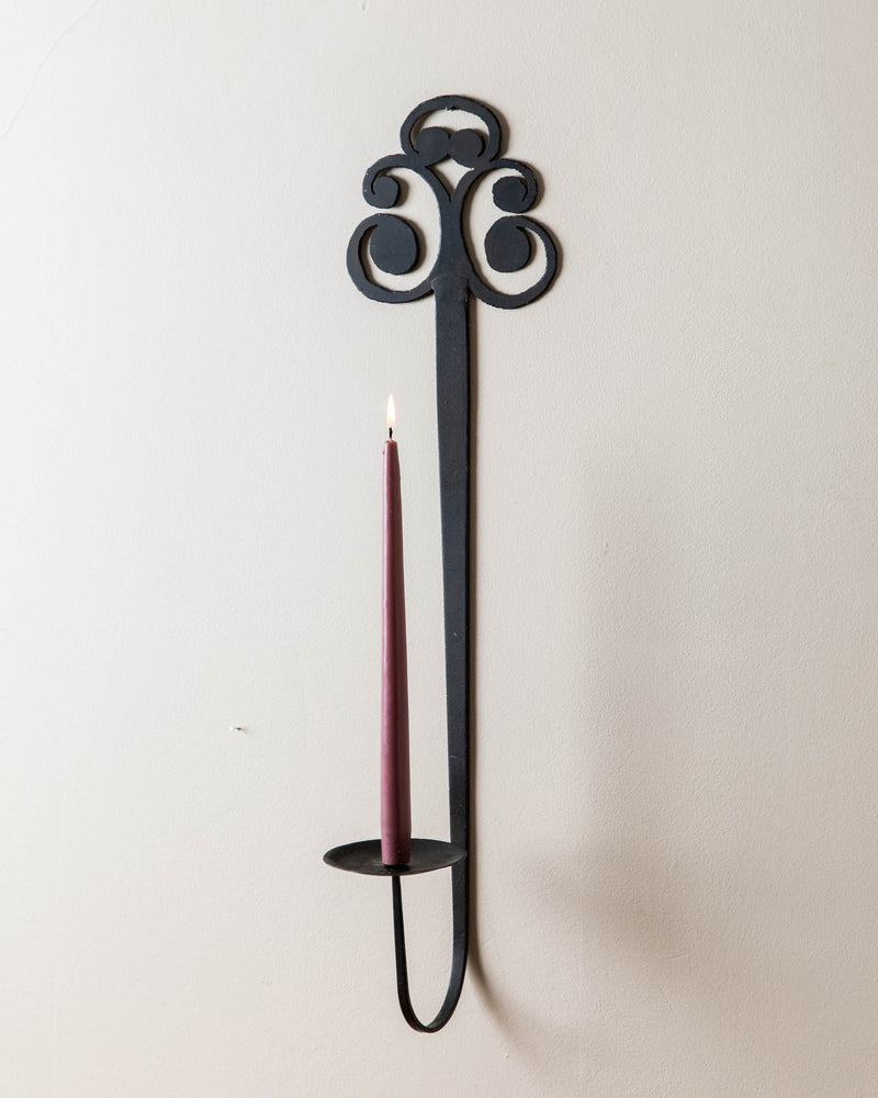 Tall Iron Torch Cut Candle Sconce