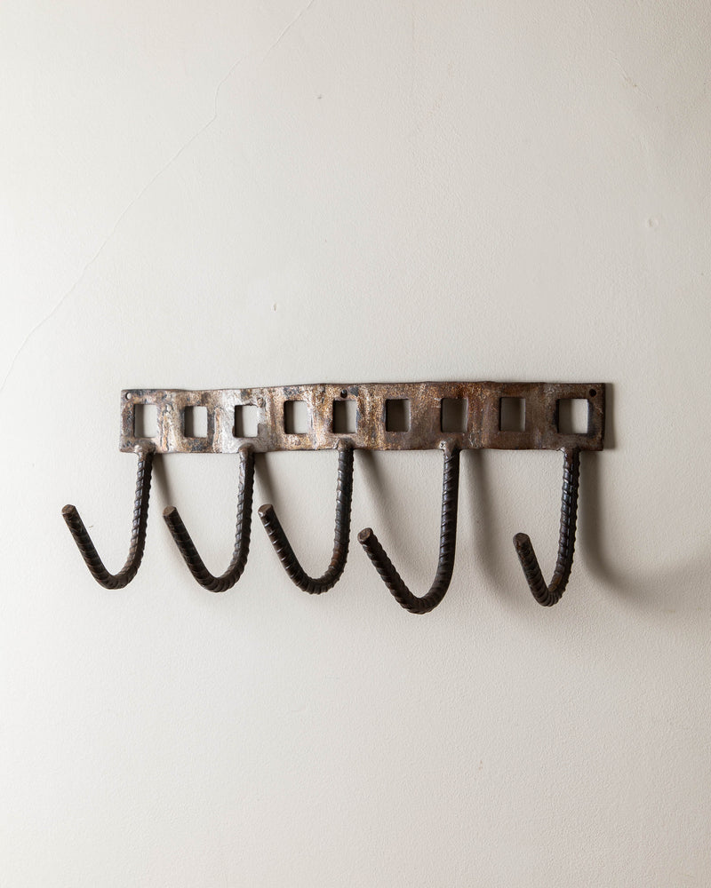 Brutalist Hand Forged Rebar Wall Hooks