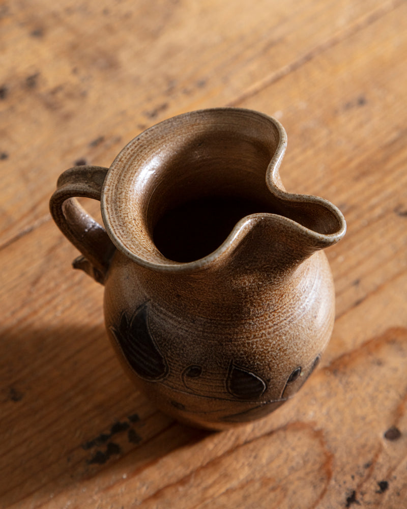 Salt Glaze Floral Studio Pottery Pitcher