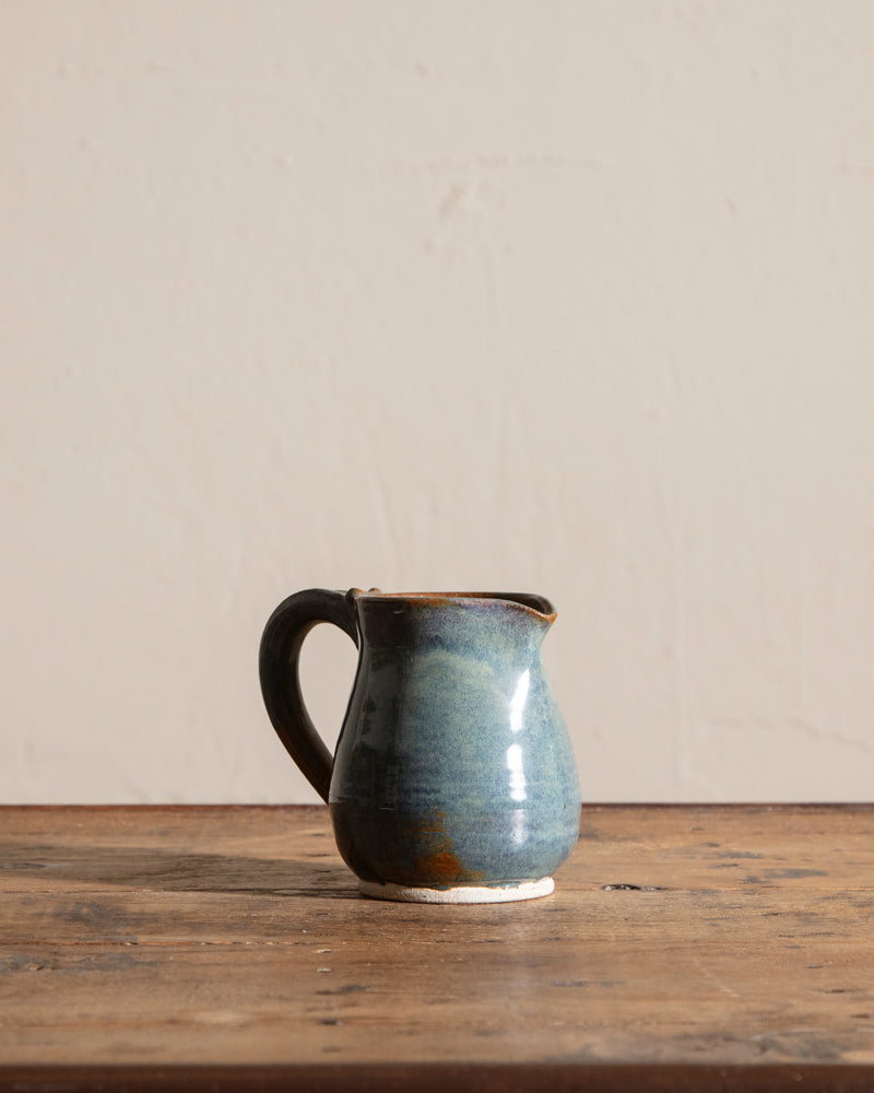 Orange & Blue Studio Pottery Pitcher, Signed