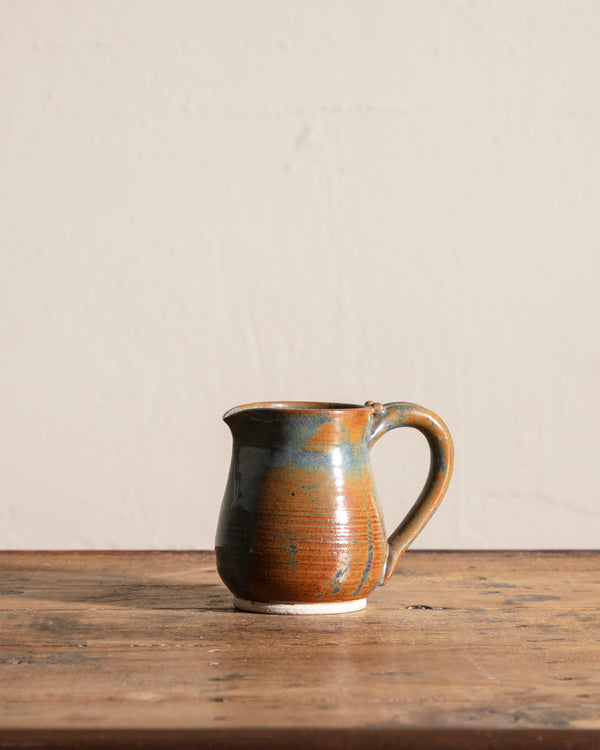 Orange & Blue Studio Pottery Pitcher, Signed