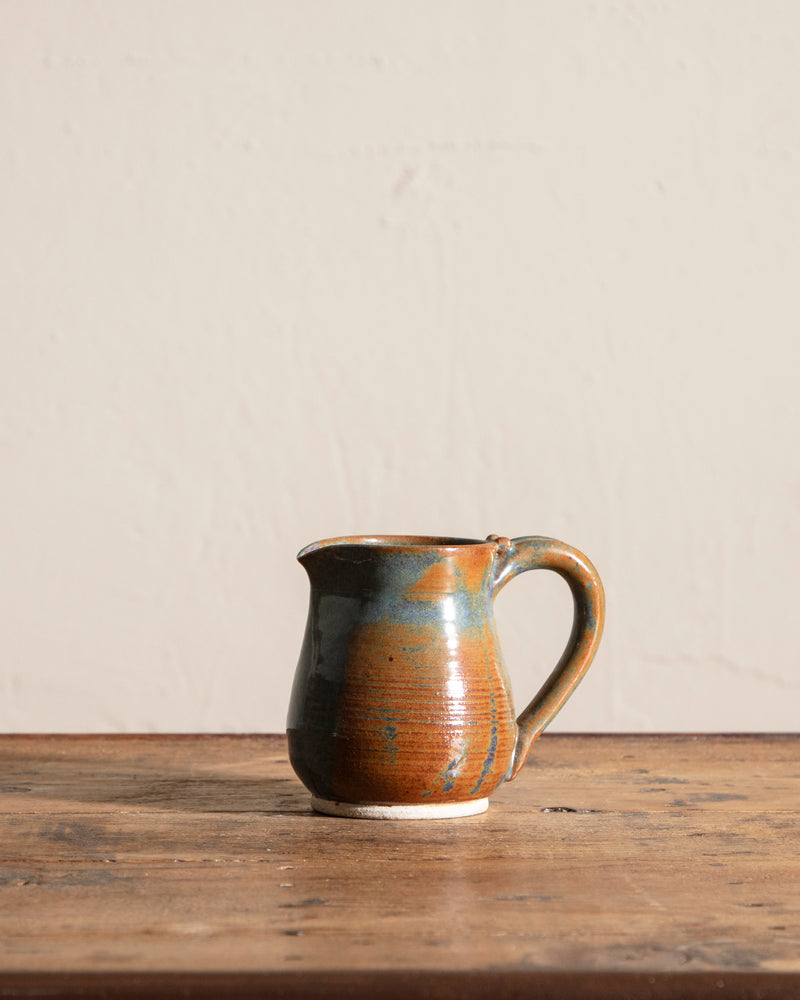 Orange & Blue Studio Pottery Pitcher, Signed