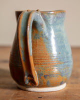 Orange & Blue Studio Pottery Pitcher, Signed