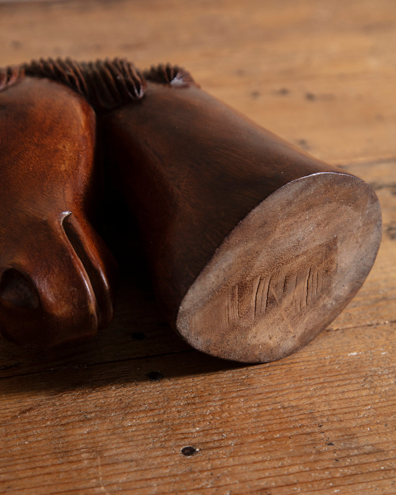 Hand Carved Wooden Horse Head, 1970's