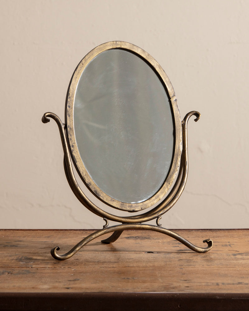 Brass Oval Tabletop Mirror, Italy, 1960's