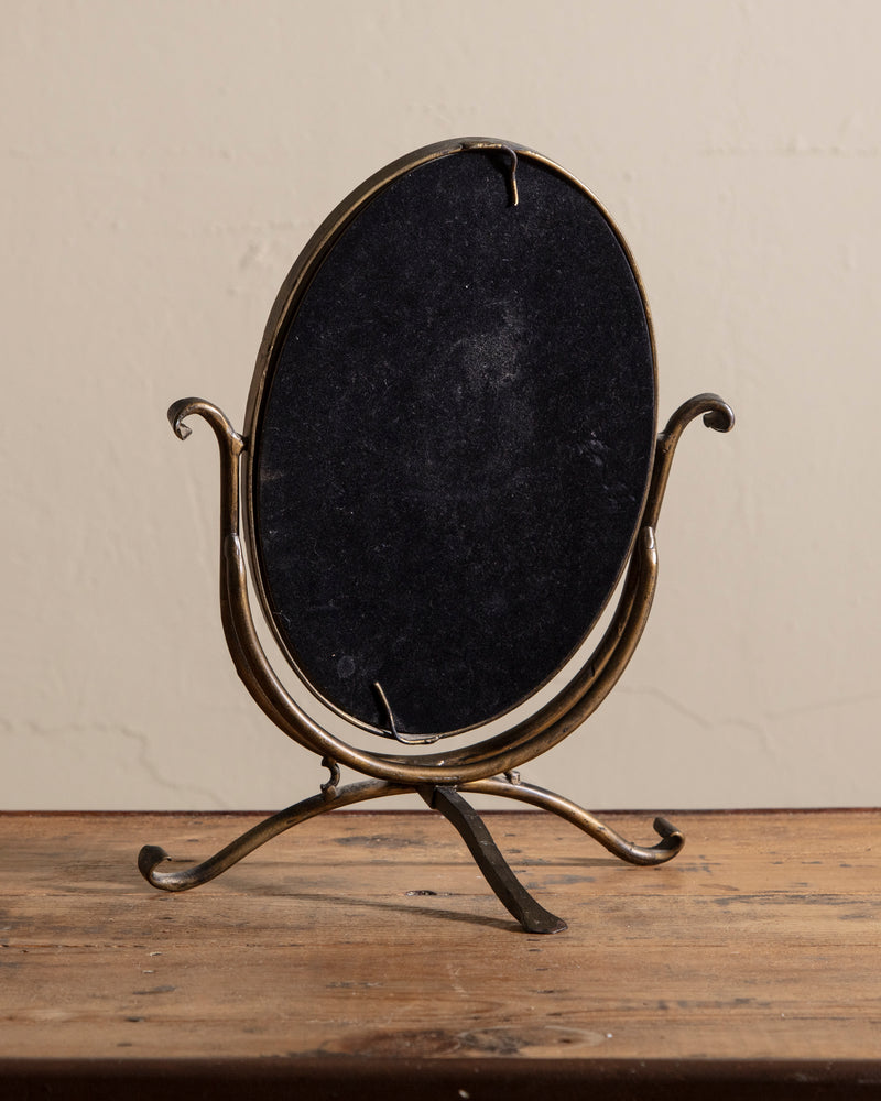 Brass Oval Tabletop Mirror, Italy, 1960's