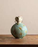 Round Studio Vase w/ Organic Formed Top, Signed