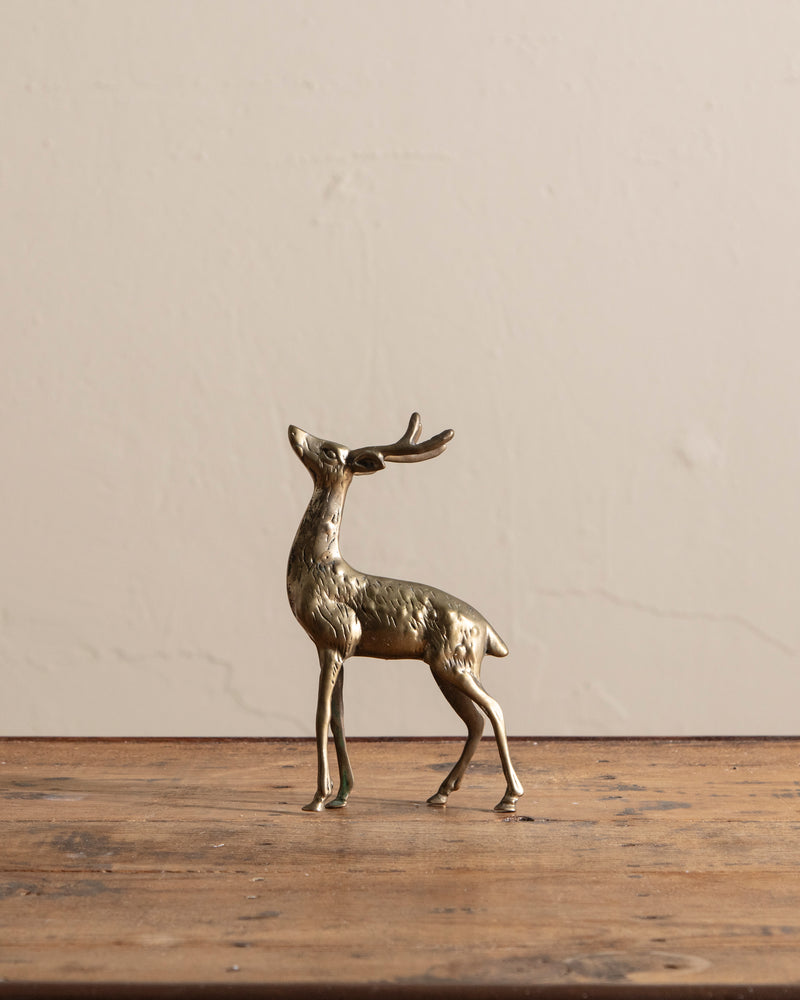 Brass Standing Deer Statue