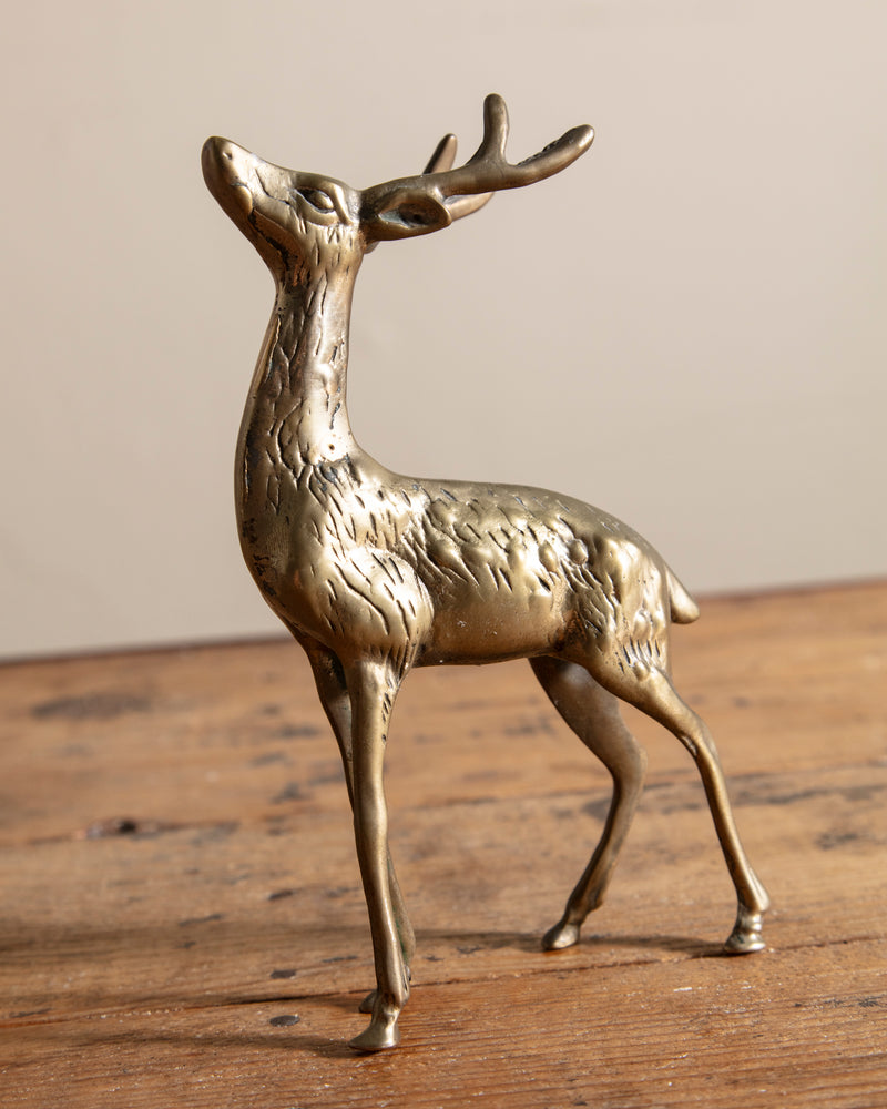 Brass Standing Deer Statue
