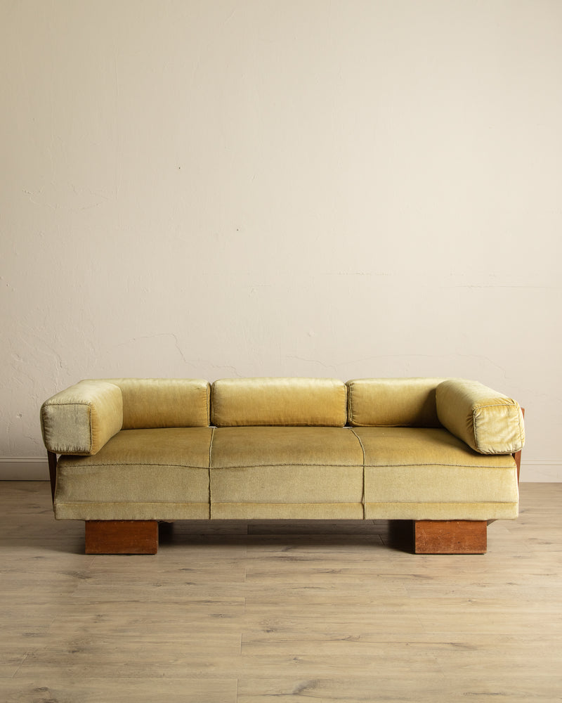 Sculptural Scandinavian Oak & Mohair Daybed / Sofa, 1970's