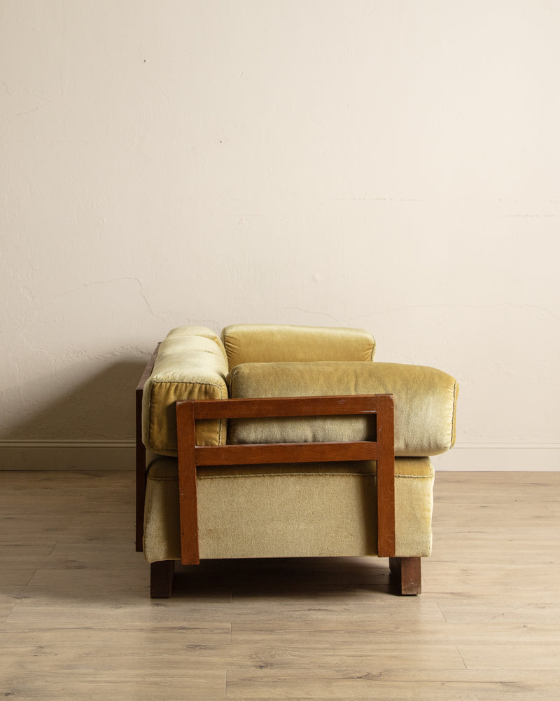 Sculptural Scandinavian Oak & Mohair Daybed / Sofa, 1970's