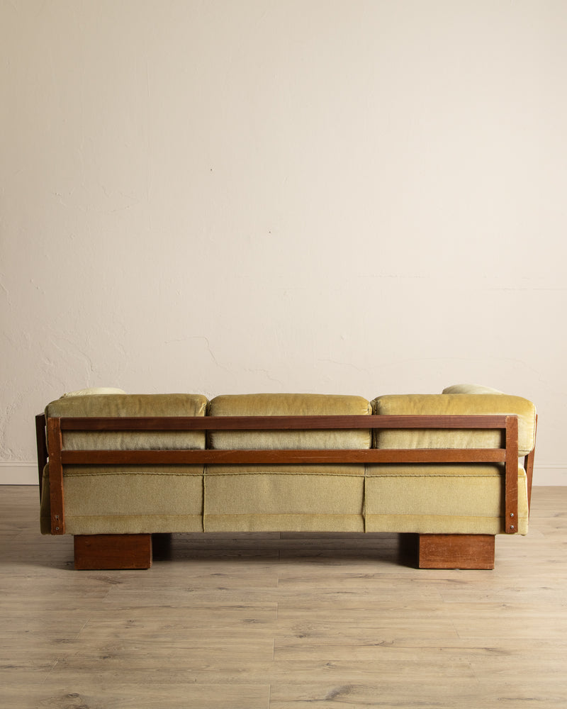 Sculptural Scandinavian Oak & Mohair Daybed / Sofa, 1970's
