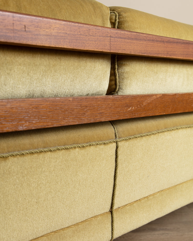 Sculptural Scandinavian Oak & Mohair Daybed / Sofa, 1970's