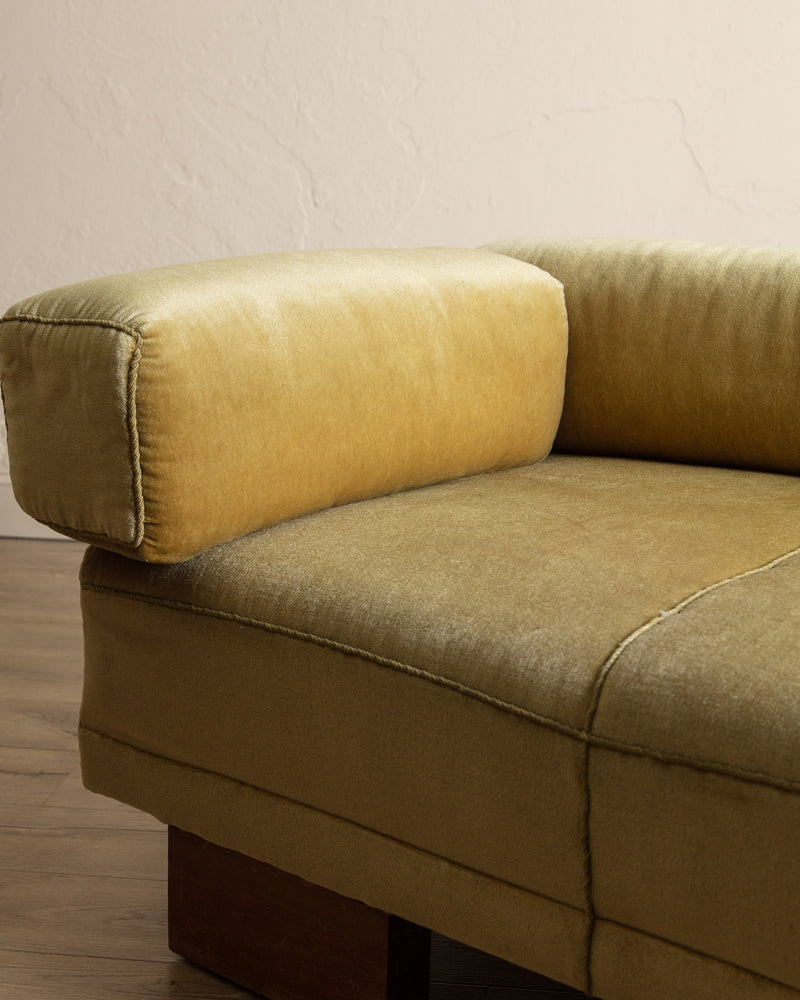 Sculptural Scandinavian Oak & Mohair Daybed / Sofa, 1970's