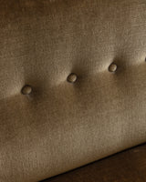 Ochre Mohair & Beech Fringe Settee, Denmark, 1960's