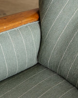 Art Deco Oak & Wool Striped Lounge Chair, Sweden, 1940's