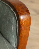 Art Deco Oak & Wool Striped Lounge Chair, Sweden, 1940's