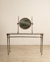 Solid Bronze Vanity Table w/ Mirror Manner of Alberto Giacometti, USA, 1960's